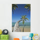 Hawaii, Oahu, Palm Trees Overhang The Ocean On A Clear Blue Day Wall Mural