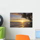 Hawaii, Maui, Kaanapali Resort, Sunset With Beach And Palm Trees Wall Mural