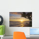 Hawaii, Maui, Kaanapali Resort, Sunset With Beach And Palm Trees Wall Mural