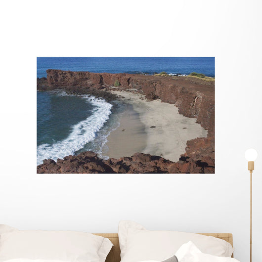 Hawaii, Lanai, Sweetheart Beach Viewed From Above Wall Mural