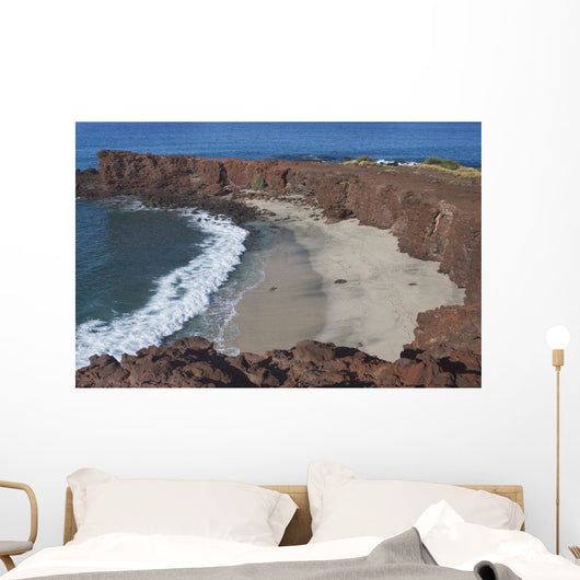 Hawaii, Lanai, Sweetheart Beach Viewed From Above Wall Mural