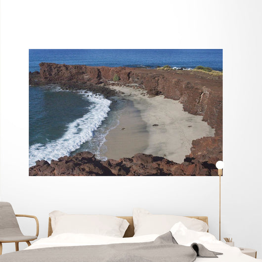 Hawaii, Lanai, Sweetheart Beach Viewed From Above Wall Mural