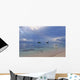 Hawaii, Oahu, Lanikai, A Woman Wades In The Water At The Beach At Dusk Wall Mural