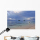 Hawaii, Oahu, Lanikai, A Woman Wades In The Water At The Beach At Dusk Wall Mural
