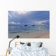 Hawaii, Oahu, Lanikai, A Woman Wades In The Water At The Beach At Dusk Wall Mural