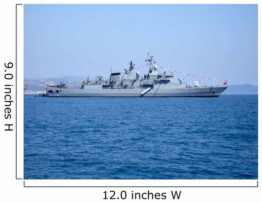 Large Warship on Harbour Raid Wall Mural