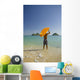 Surfer Walking Into The Water From The Beach With Board Over His Head Wall Mural