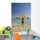Surfer Walking Into The Water From The Beach With Board Over His Head Wall Mural