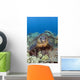 Hawaii, Big Island, Hawksbill Turtle Sitting On The Coral Wall Mural