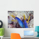 Indonesia, Blue Ribbon Eel Pair Head Peeks From Coral Wall Mural