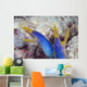 Indonesia, Blue Ribbon Eel Pair Head Peeks From Coral Wall Mural