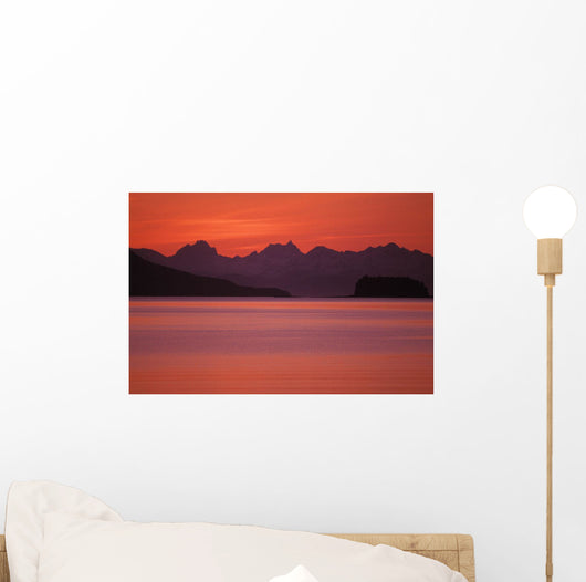 Chilkat Mountains Sunset Over The Water Wall Mural