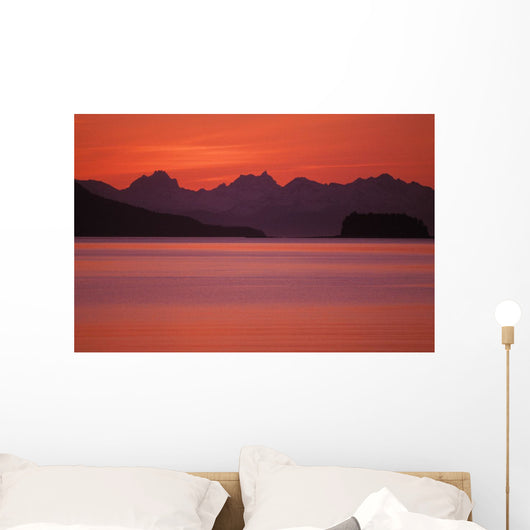 Chilkat Mountains Sunset Over The Water Wall Mural