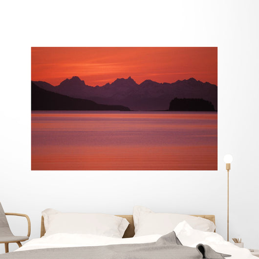 Chilkat Mountains Sunset Over The Water Wall Mural