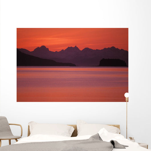 Chilkat Mountains Sunset Over The Water Wall Mural