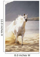 White Horse Galloping Toward Camera On Beach Wall Mural