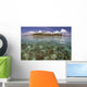 Malaysia, Mabul Island, A Hawksbill Turtle Swims In Island/Reef Scene Wall Mural