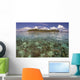 Malaysia, Mabul Island, A Hawksbill Turtle Swims In Island/Reef Scene Wall Mural