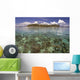 Malaysia, Mabul Island, A Hawksbill Turtle Swims In Island/Reef Scene Wall Mural
