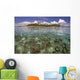 Malaysia, Mabul Island, A Hawksbill Turtle Swims In Island/Reef Scene Wall Mural
