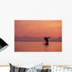Alaska, Panhandle, Inside Passage, Humpback Whale Breaching At Sunset Wall Mural