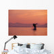 Alaska, Panhandle, Inside Passage, Humpback Whale Breaching At Sunset Wall Mural