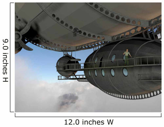 Render of a man on walkway of an airship Wall Mural