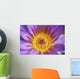 Extreme Close-Up Purple Water Lily Blossom With Yellow Center Detail Wall Mural