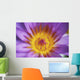 Extreme Close-Up Purple Water Lily Blossom With Yellow Center Detail Wall Mural