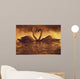 Pair Of African Swans Swimming Toward Each Other, Misty Romantic Wall Mural