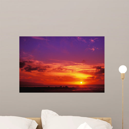 Hawaii, Oahu, North Shore, Sunset Wall Mural