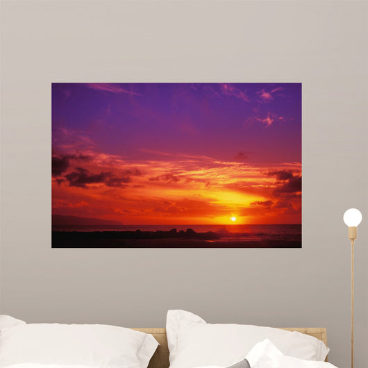 Hawaii, Oahu, North Shore, Sunset Wall Mural