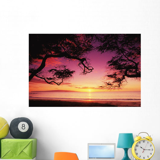 Hawaii, Maui, Sunset At Palauea Beach Wall Mural