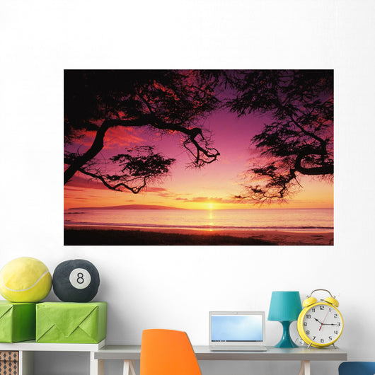 Hawaii, Maui, Sunset At Palauea Beach Wall Mural