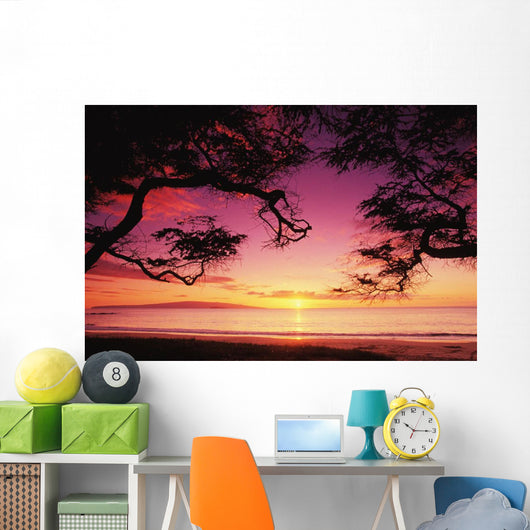 Hawaii, Maui, Sunset At Palauea Beach Wall Mural