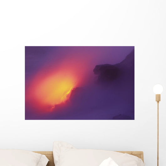 Hawaii, Big Island, Lava Meets The Ocean, Steam, Rock Wall Mural