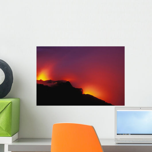 Hawaii, Big Island, Lava Meets The Ocean, Steam, Rock Wall Mural