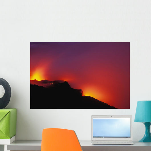 Hawaii, Big Island, Lava Meets The Ocean, Steam, Rock Wall Mural