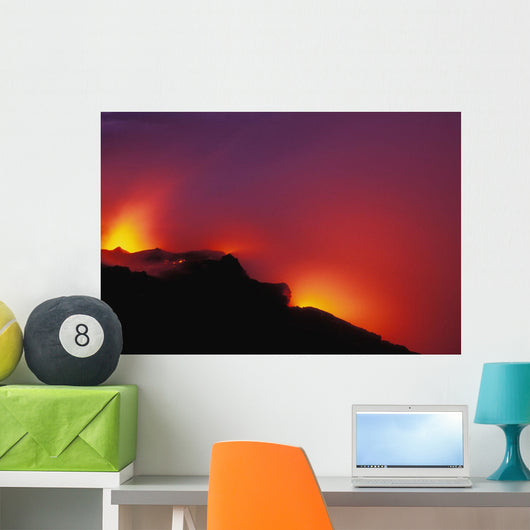 Hawaii, Big Island, Lava Meets The Ocean, Steam, Rock Wall Mural