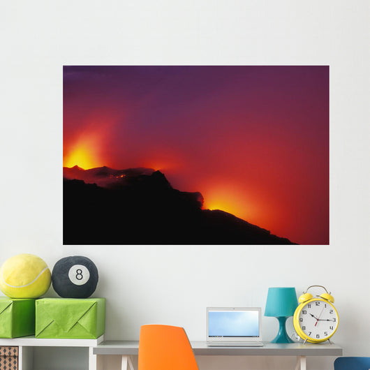 Hawaii, Big Island, Lava Meets The Ocean, Steam, Rock Wall Mural