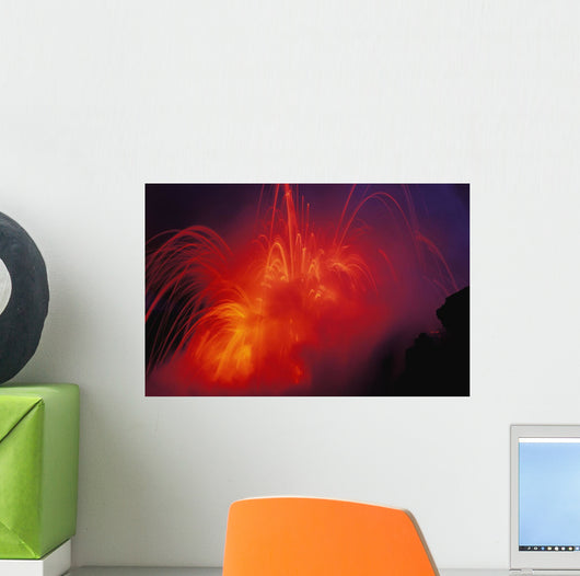 Lava Exploding As Lava Flow Hits The Ocean Wall Mural