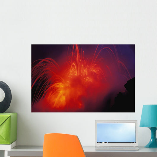 Lava Exploding As Lava Flow Hits The Ocean Wall Mural