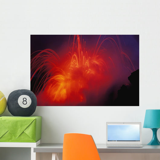 Lava Exploding As Lava Flow Hits The Ocean Wall Mural