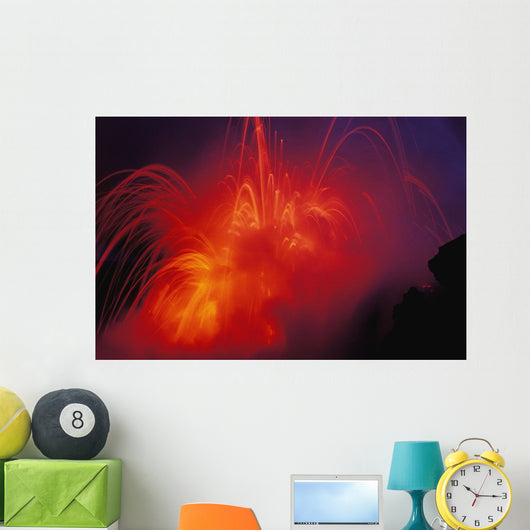 Lava Exploding As Lava Flow Hits The Ocean Wall Mural