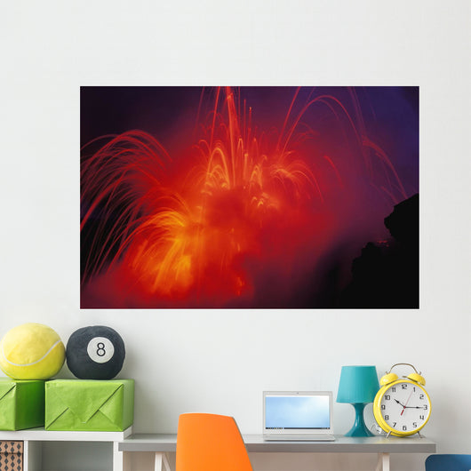 Lava Exploding As Lava Flow Hits The Ocean Wall Mural