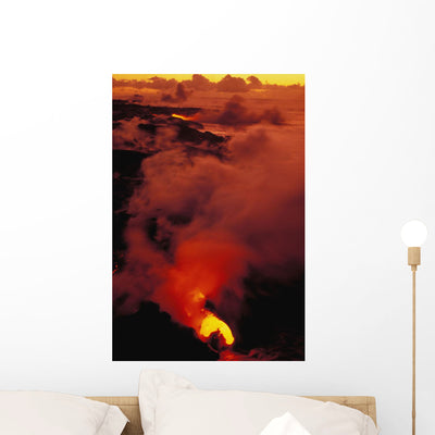 Kilauea Volcano Wall Mural shown on a wall