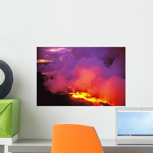 Lava Flow Into Ocean Wall Mural