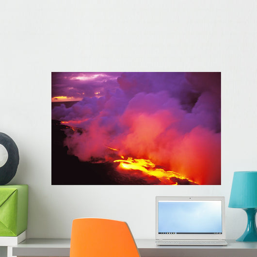 Lava Flow Into Ocean Wall Mural