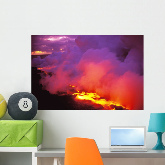 Lava Flow Into Ocean Wall Mural
