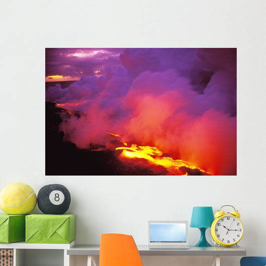 Lava Flow Into Ocean Wall Mural